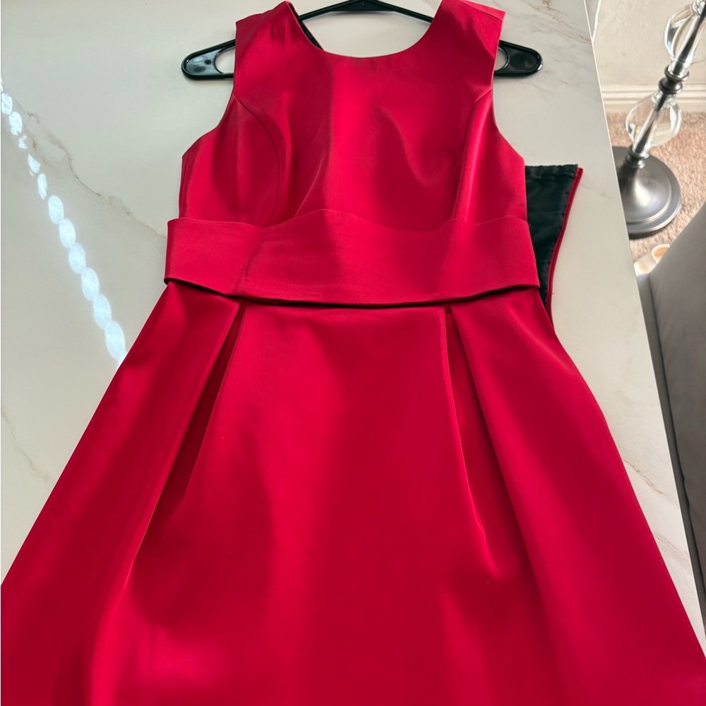 Zara Bright Red Satin Fit & Flare Dress